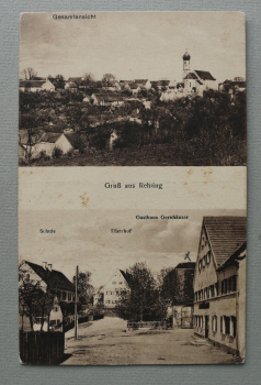 AK Gruss aus Rehling / 1925-1945 / Mehrbildkarte / Strassenansicht / Schule / Pfarrhof / Gasthaus Gernhäuser